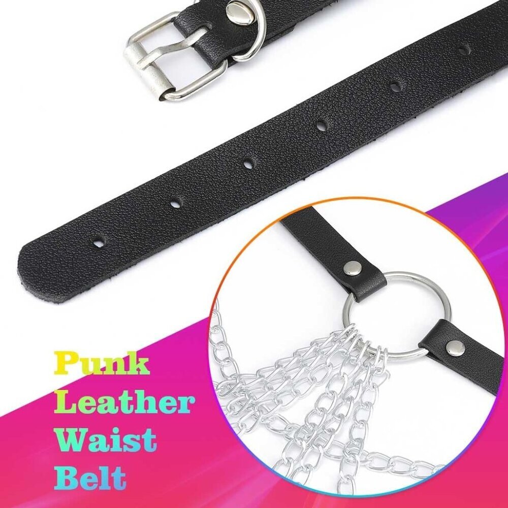 Leather Waist Chain Belt Body Jewelry Rave Goth Punk for Women - Picture 7 of 8